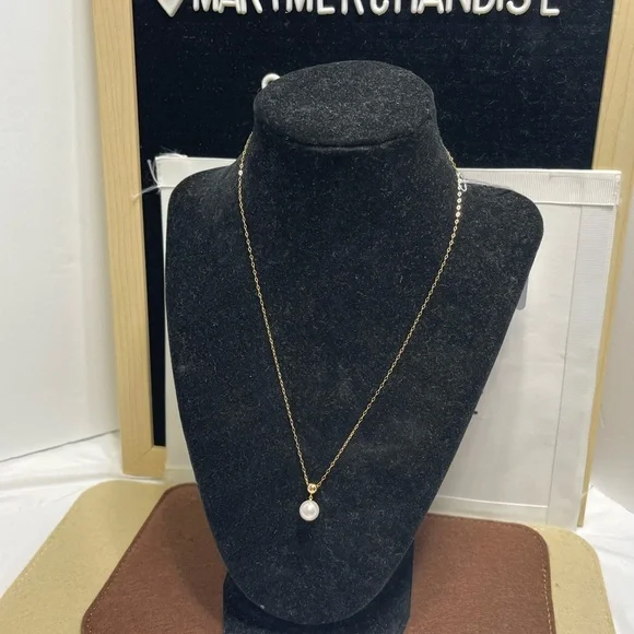 18 k Gold Necklace with 7 mm Akoya Pearl Pendant size 18 inches. - Picture 8 of 12